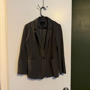 Banana republic gray stretchy thick T-shirt material blazer size 6 one button